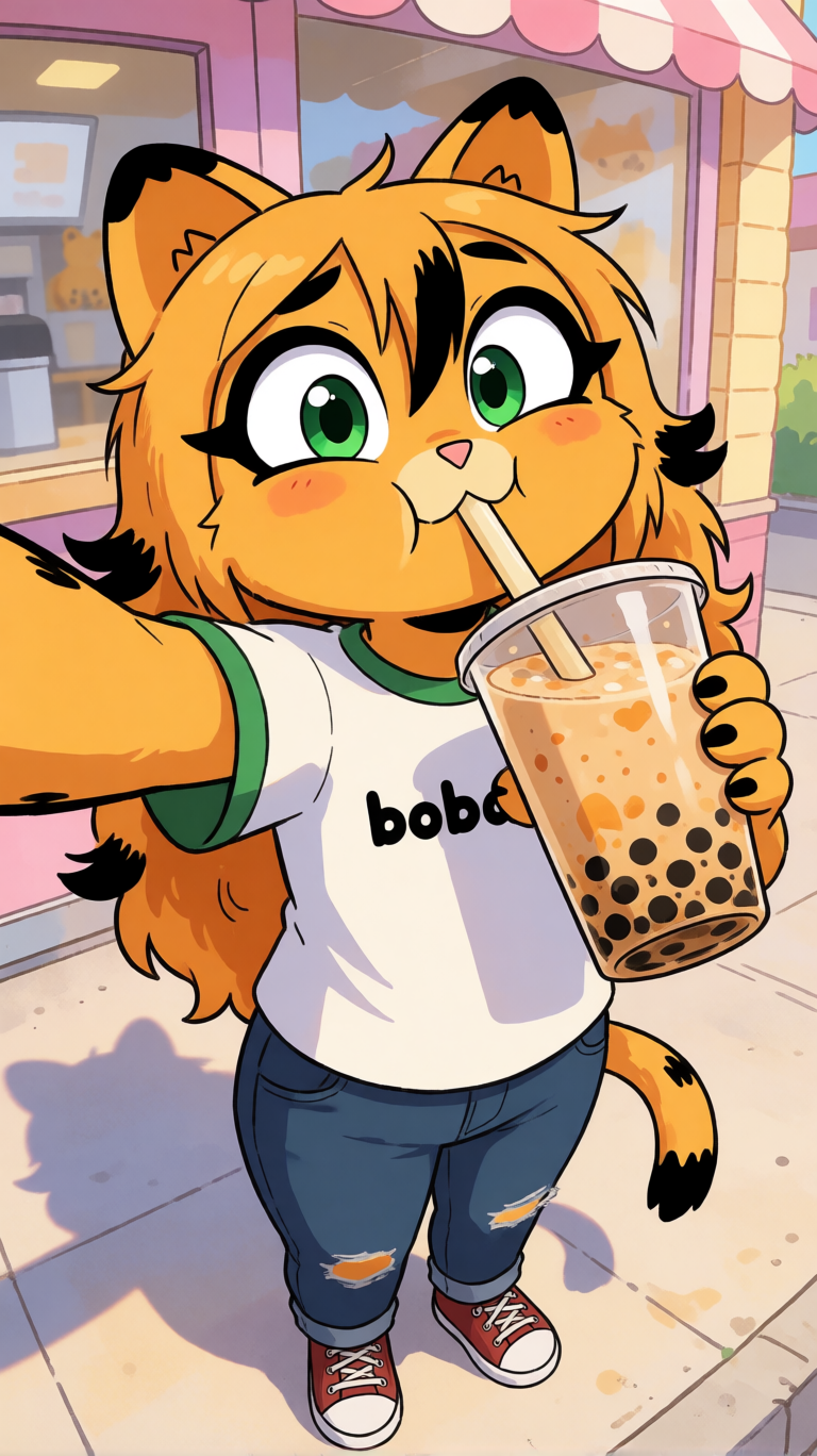 Mal drinking some boba tea